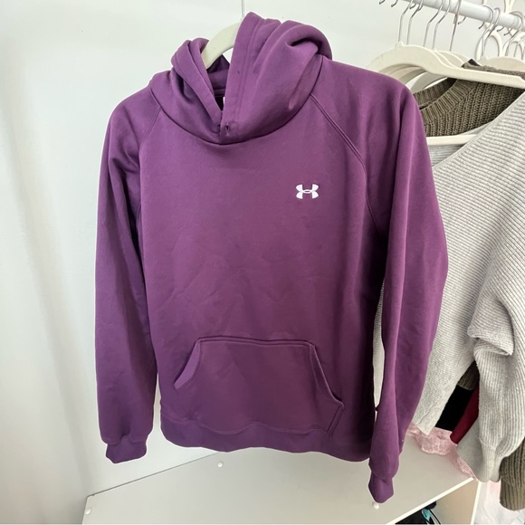 🩷UNDER ARMOUR WOMENS PURPLE HOODIE SWEATSHIRT WORKOUT SIZE MEDIUM - Picture 4 of 10